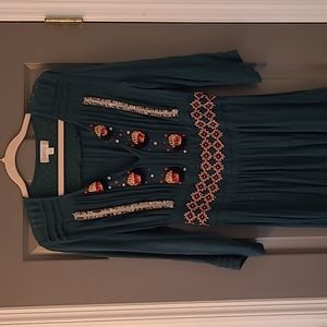ALTAR'D STATE | Teal Embroidered Boho Flowy Dress